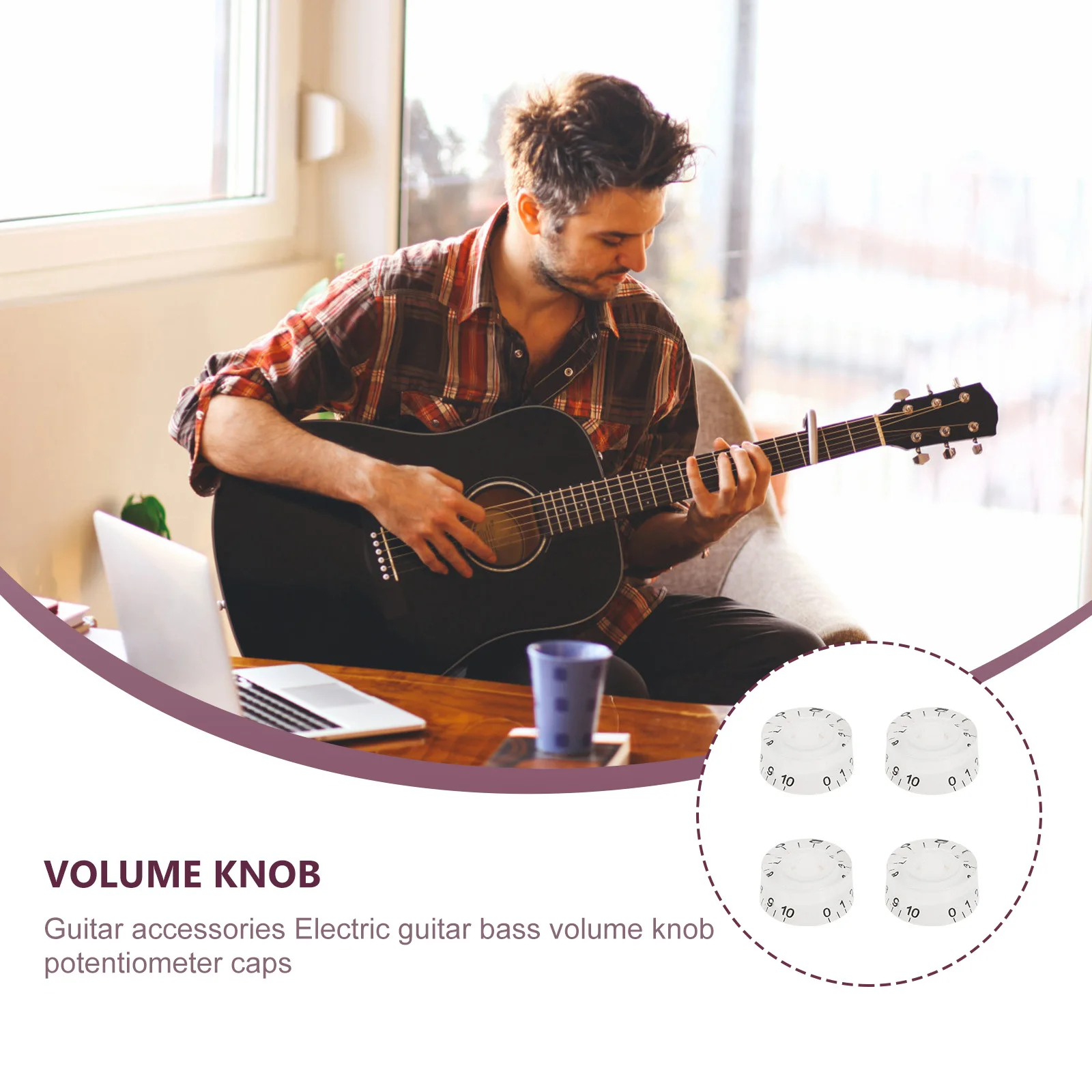 

4Pcs Guitar Volume Caps Durable Material Anti-Corrosive Easy to Install Replacement Knobs Guitar Potentiometer Knobs