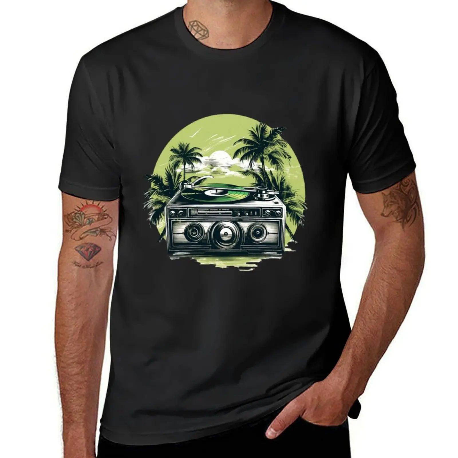 Vinyl Record Player Groove T-Shirt quick drying summer tops oversized mens t shirts