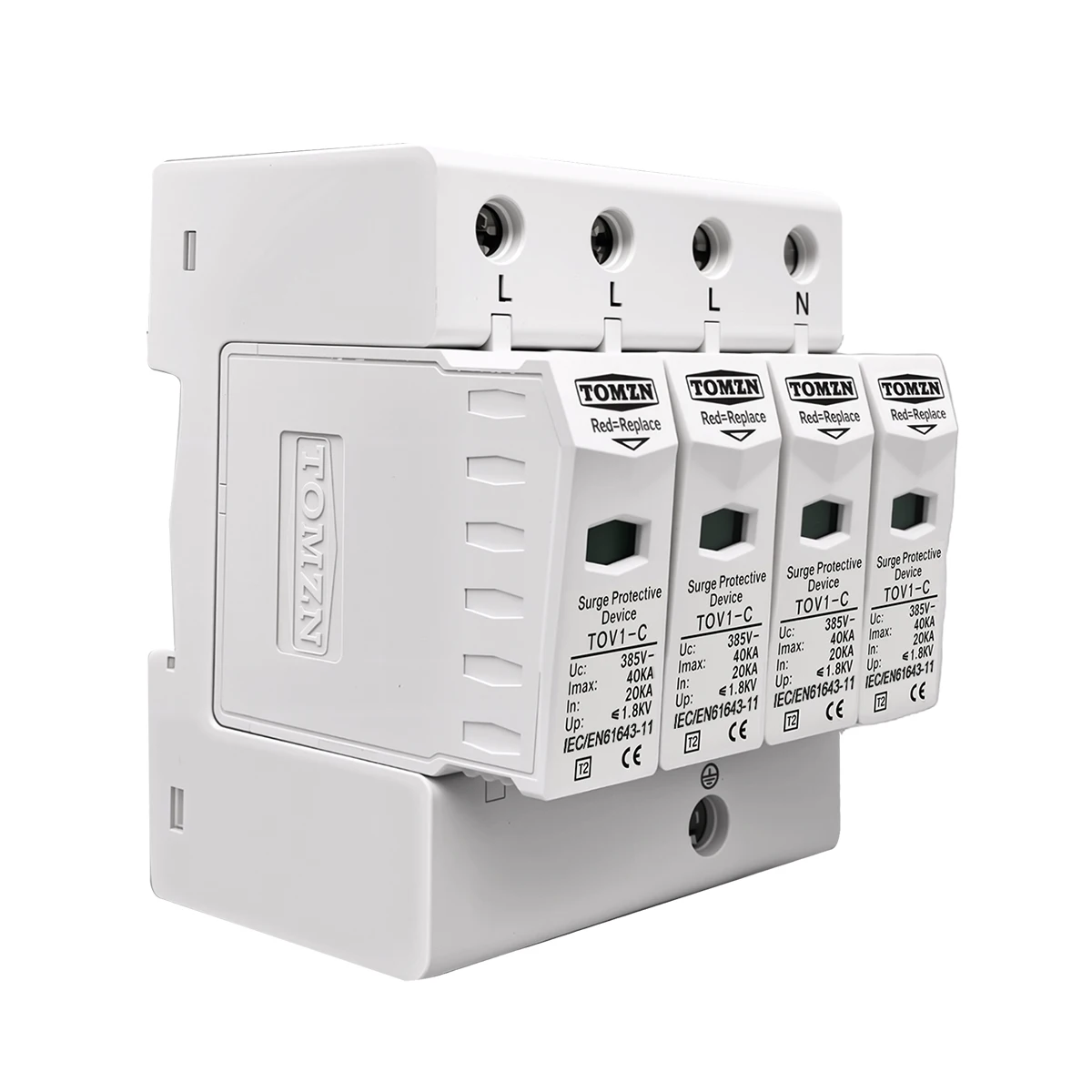 TOMZN AC SPD 3P+N 20-40kA 275/385/420VAC House Surge Protector protection Protective Low-voltage Arrester Device Lightning OB0 - Image 2