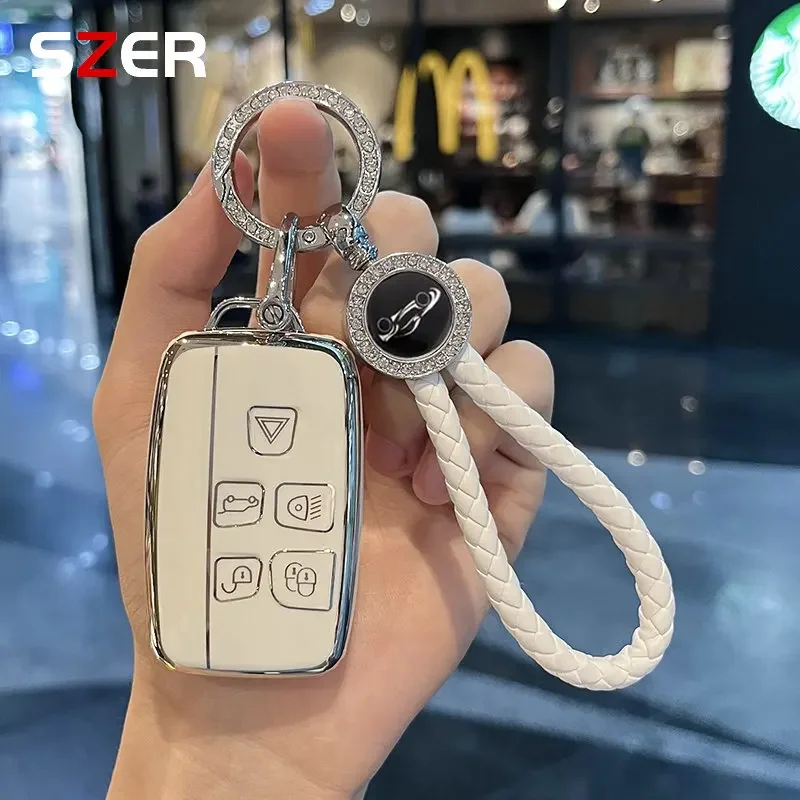 Fashion TPU Car Key Case Cover For Land Rover Range Rover Sport Discovery 3 4 Elander 2 Evoque Accessories Holder Shell Keychain