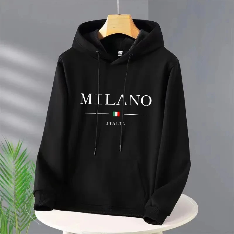 Fashion Milan Fashion Hoodies Long Sleeve Pullover Boys Hooded Sweatshirts Woman Print Hoodies Casual Streetwear Men\'s Clothing