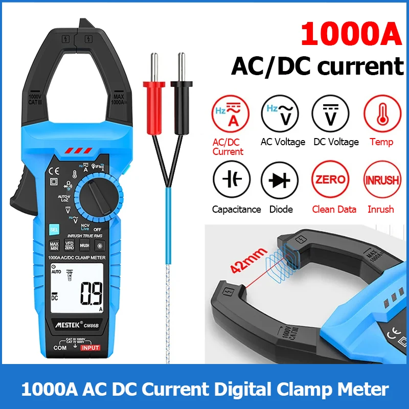 CM86B Digital Clamp Meter 1000A DC AC Current Auto Range True-RMS High Precision Volt Temperature Capacitance Test Clamp Meter