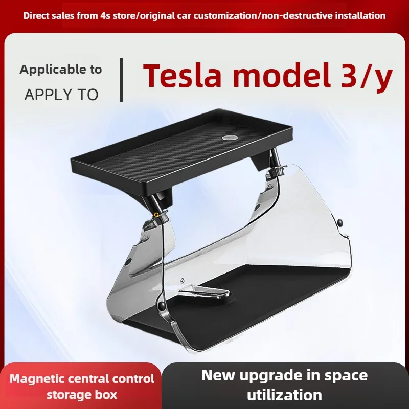

3W for Refreshed Tesla Model Y/3 - Center Console Screen Storage Box & Magnetic ETC Mount (Hidden Accessory)