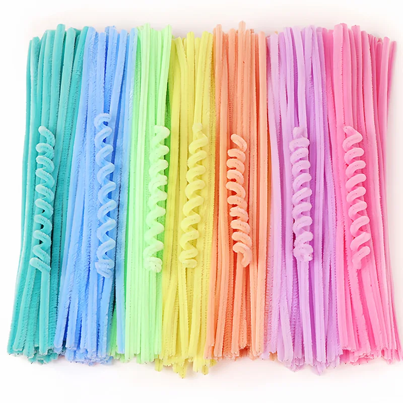 100Pcs Colorful Chenille Stems Pipe Cleaner Craft Plush Tinsel Stick Wired Twist Stick Kids Educational Toy DIY Arts Supplies