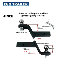 EgoTrailer 4inch Drop Towbar Tow Bar Ball Mount Tongue Hitch Tra iWITH TRAILER TOWBALL BALL and hitch pin trailer parts