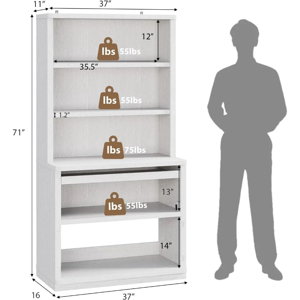 5-уровневый деревянный книжный шкаф в стиле триггер, 71 x 37 x 16, органайзер для хранения и полки-органайзера