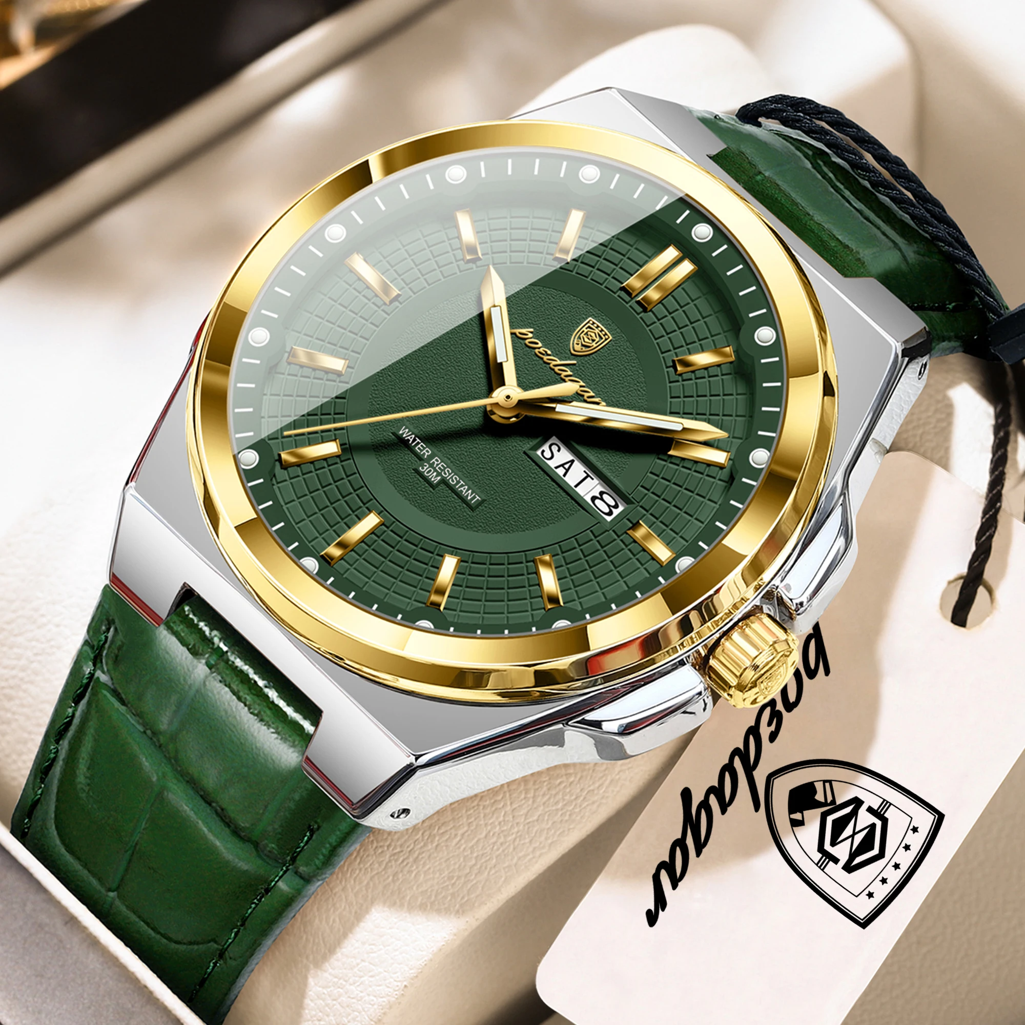 Men's Waterproof Business Quartz Watch with Leather Band