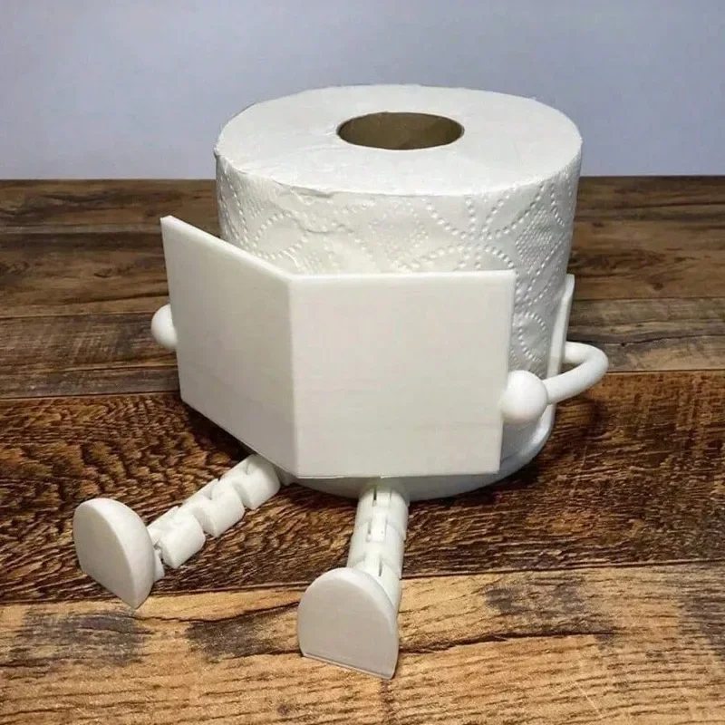 Toilet Paper Holder 3D Printed Reading Companion Stand, Cute Desktop Ornament for Bathroom Living, Durable Creative Tissue Roll