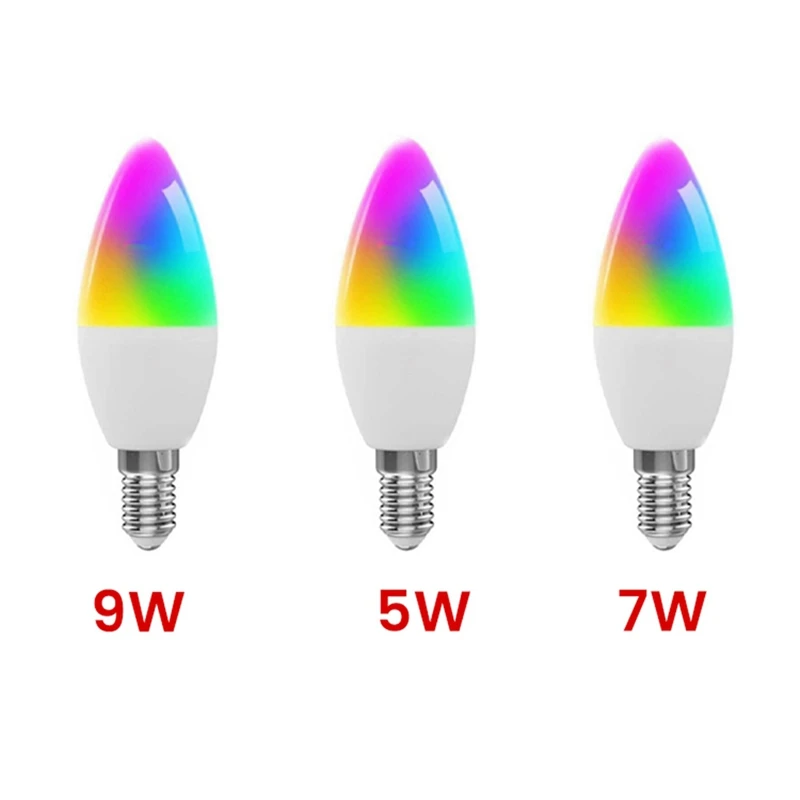 

AB09-Tuya E14 Smart Bulb Dimmable Five-Way Spiral Candle Bulb Wifi RGB Bulb Remote Control And Voice Control