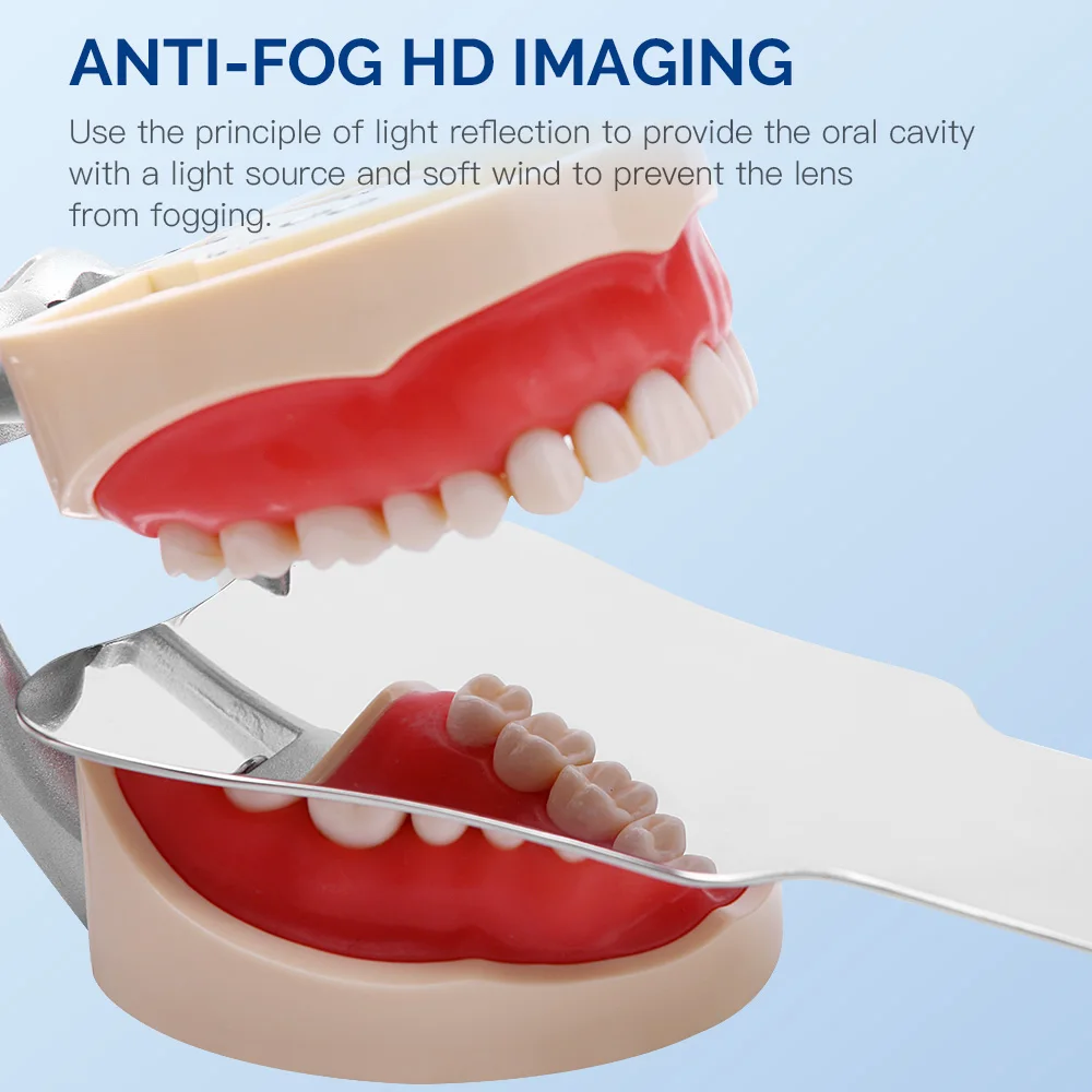 AZDENT dentystyczne lusterka przeciwmgielne ustawiają lustro dentystyczne bez mgły z lampką LED ortodontyczne reflektor do zdjęć szkło Defog