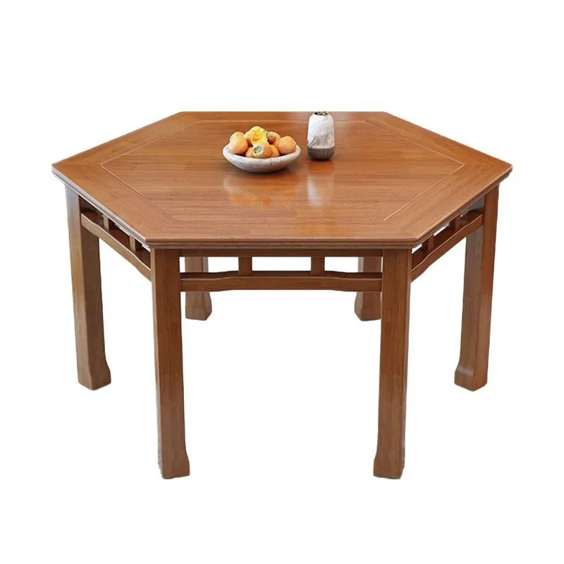 Pizarra de madera maciza, combinación de mesa y silla hexagonal, mesa hexagonal para tienda de fideos