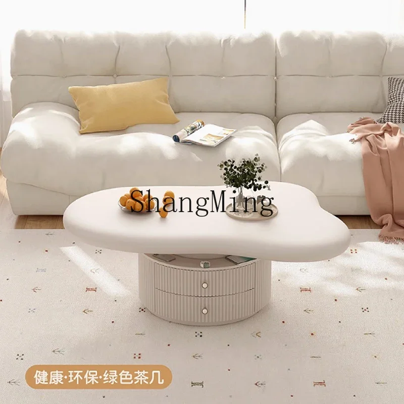 

CL luxury minimalist white cream wind special-shaped cloud coffee table living room creative double storage