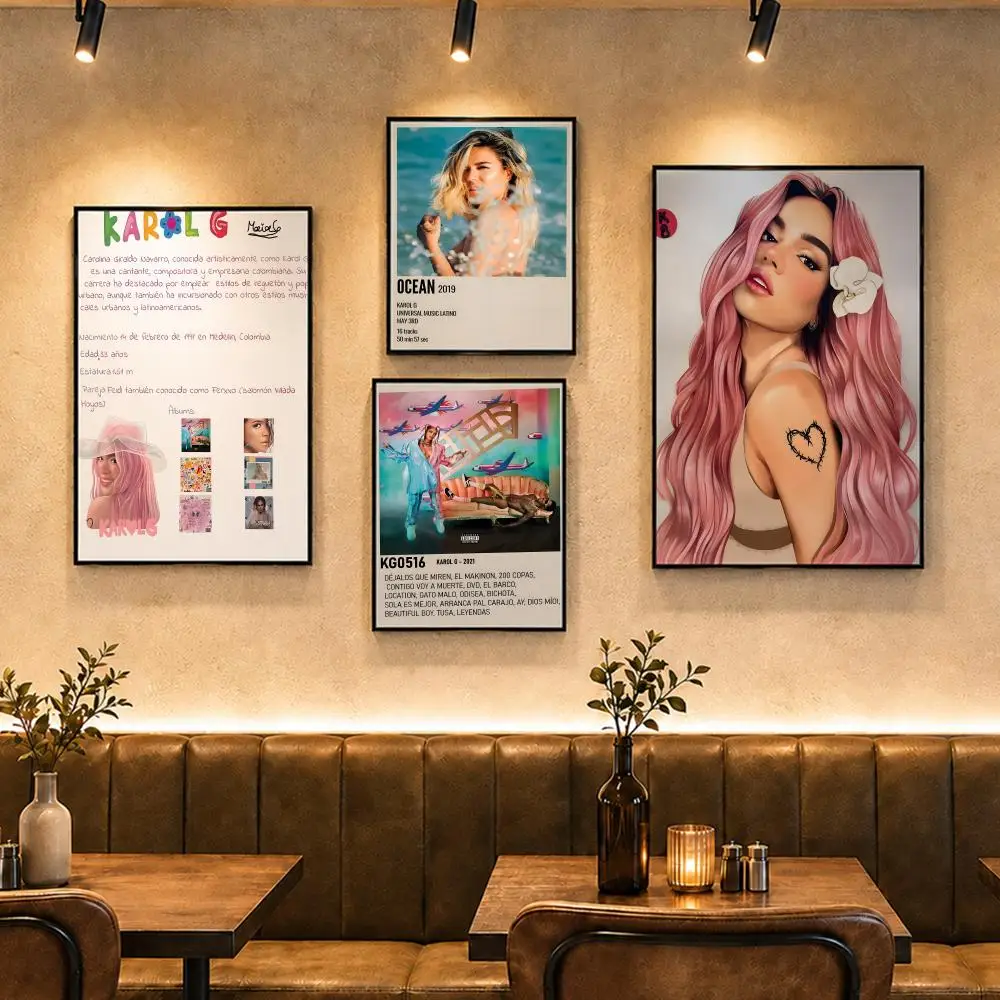 Pop Singer K-Karol G Poster Vintage Retro Anime Poster Stickers Peel and Stick Wall Art Home Decor