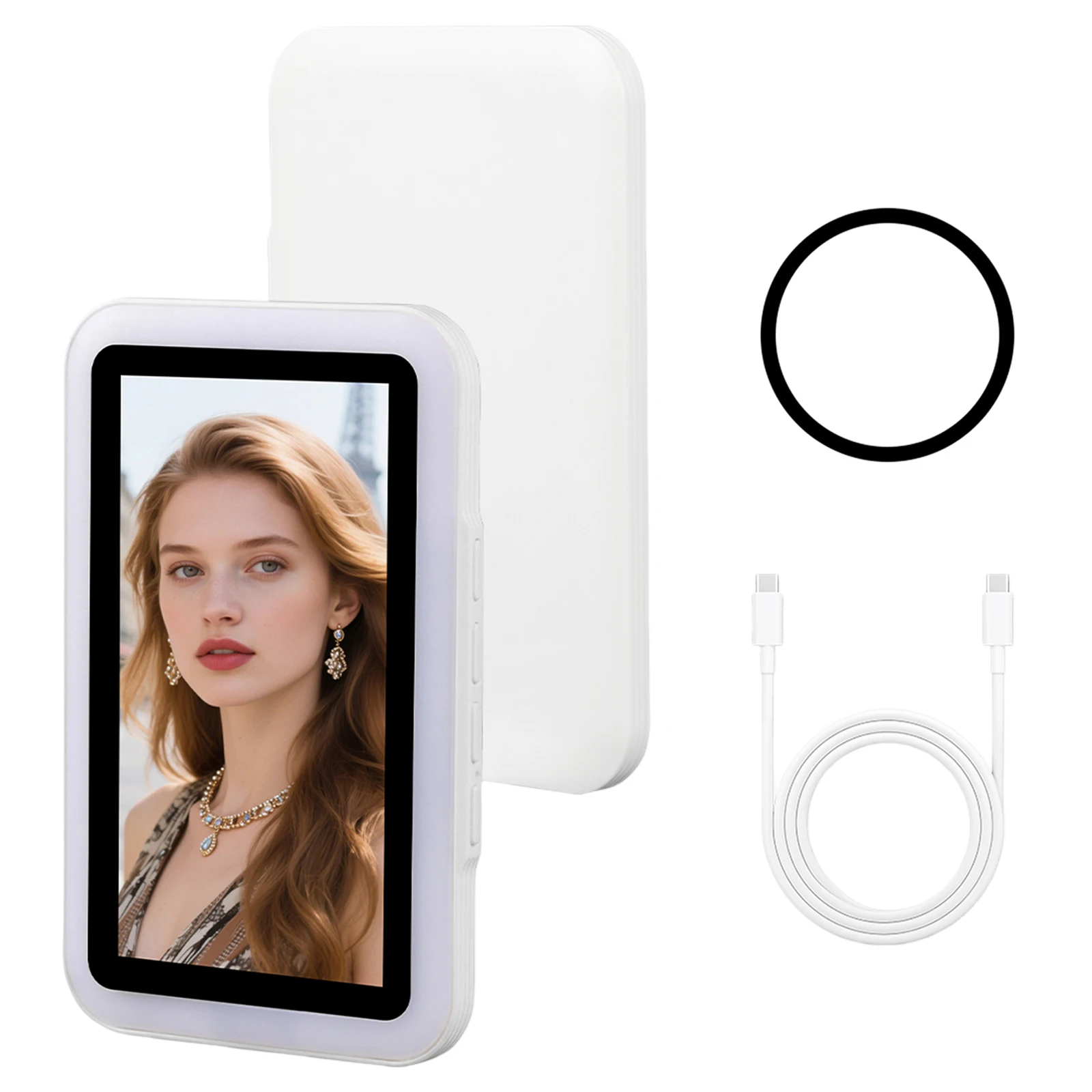 4.02 Inch Touch Screen Phone Selfie Monitor Rear Camera 3-Color Fill Light Zoom Wired Connection