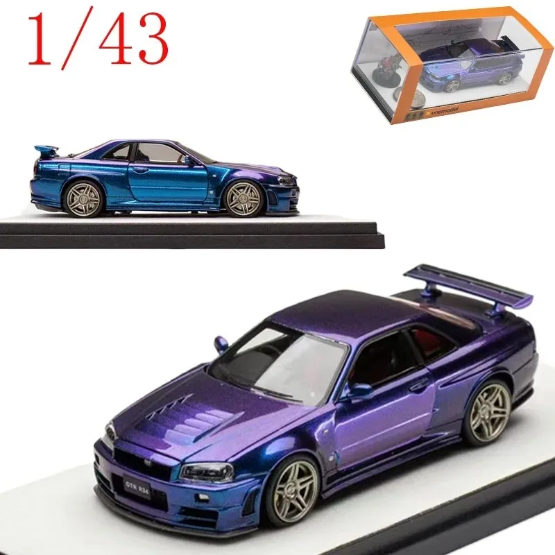 

PGM литая под давлением модель Nissan GT-R R34 Z-Tune Chameleon в масштабе 1/43 с открывающимися дверями, модель автомобиля из сплава, игрушки для мальчиков, подарок