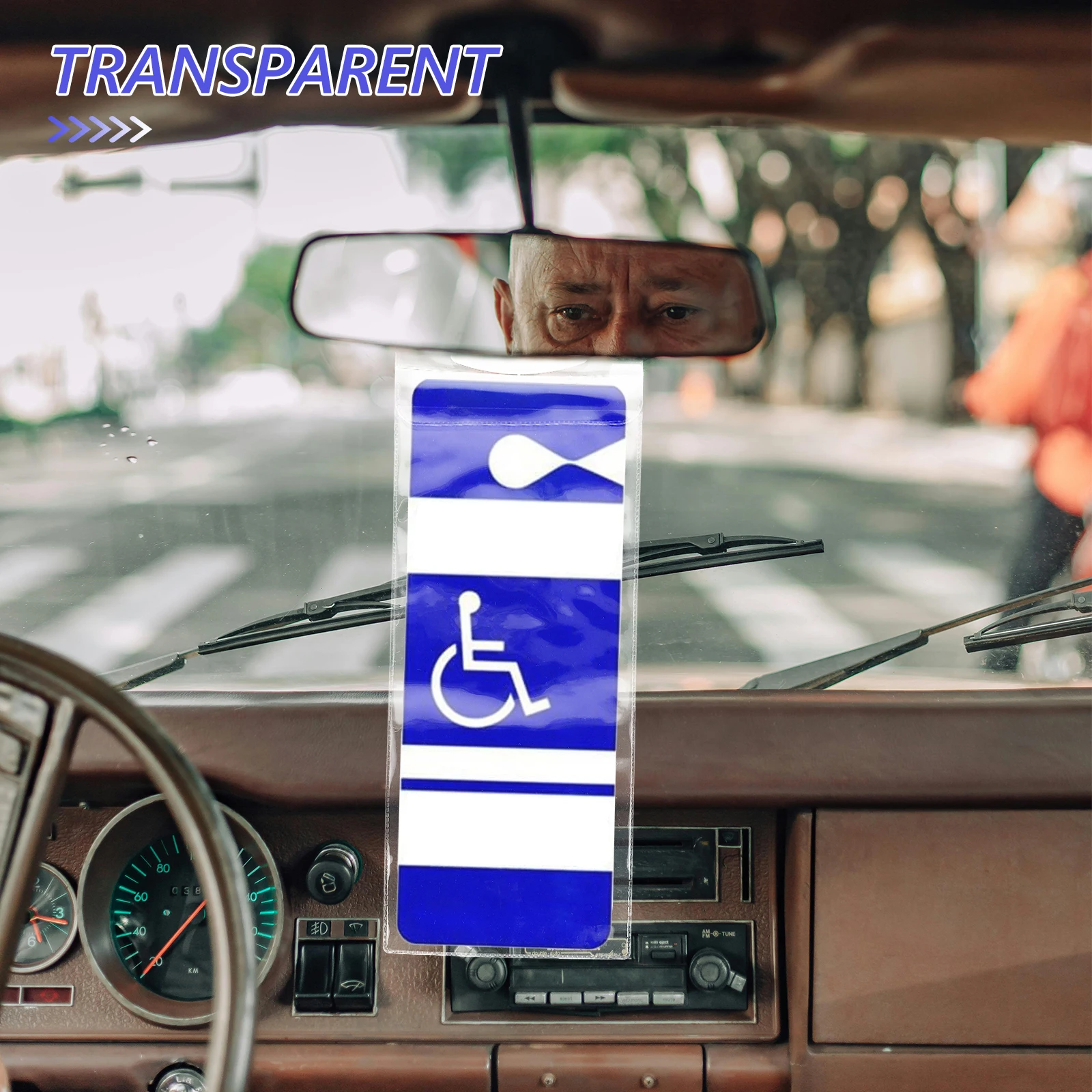 6pcs Disability Card Hook Bag PVC Transparent Placard Holder for Car Parking Permit Windshield Storage Display