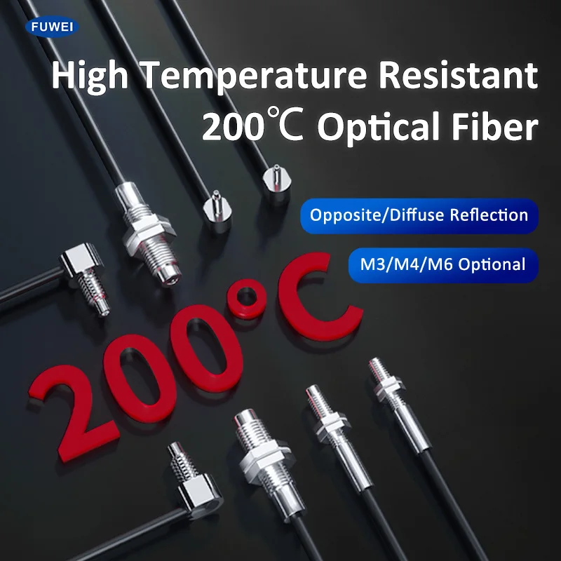 

FUWEI High Temperature Resistant Fiber Optic Sensor Probe 200 Degree Induction FWGR-310H Reflective Amplifier High Temperature