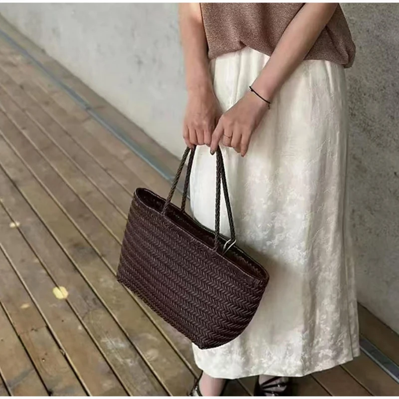 Luxuriöse Handtasche mit Obergriff, Französischer Stil Echtes Leder Patchwork Große Einkaufstasche, Damen Retro Casual Schultertasche – Detail 13