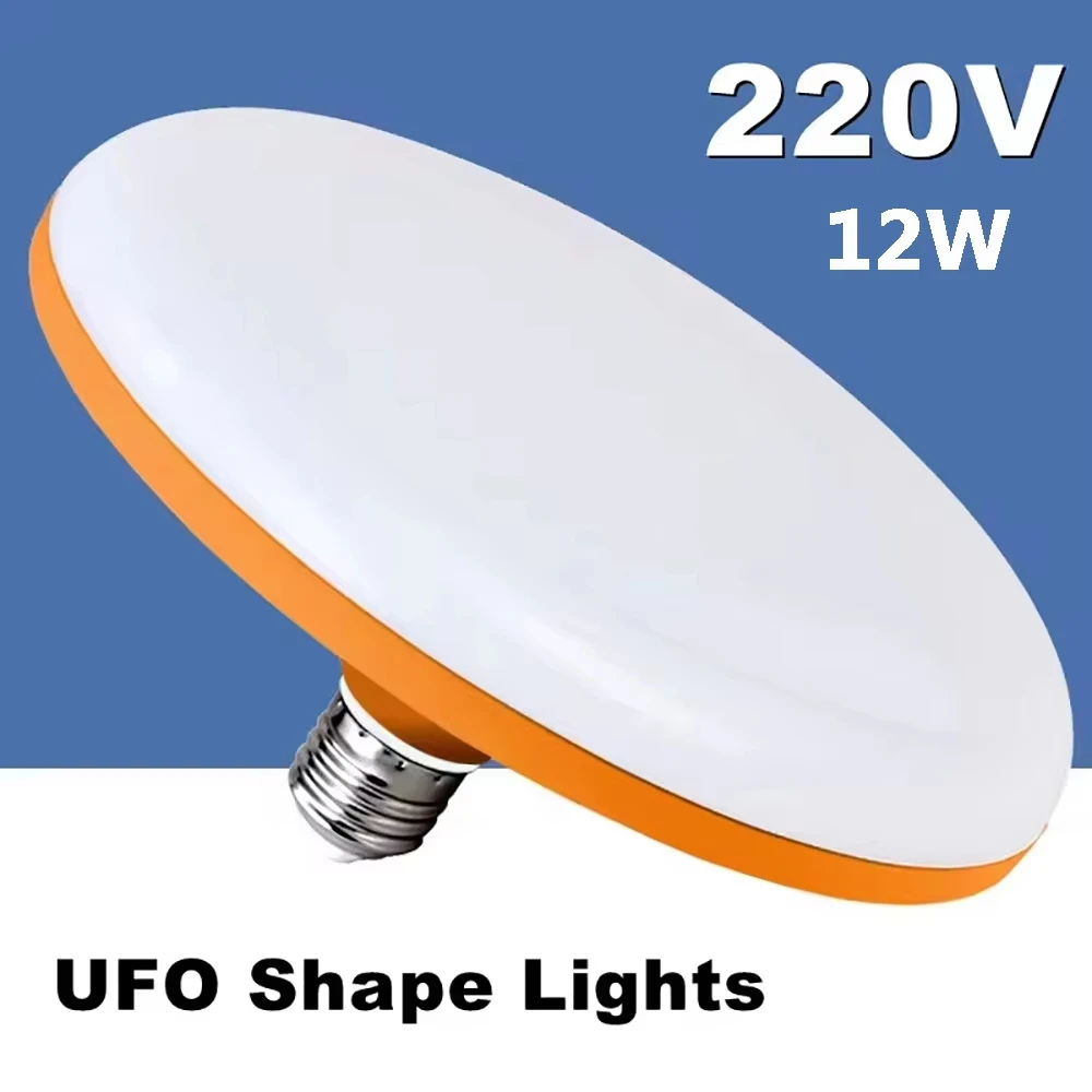 

6500k Ceiling Lamp Garage UFO Lamp LED Bulb 220V E27 Base Household Energy Saving Lamp 12W Indoor Lighting Flying Saucer Light