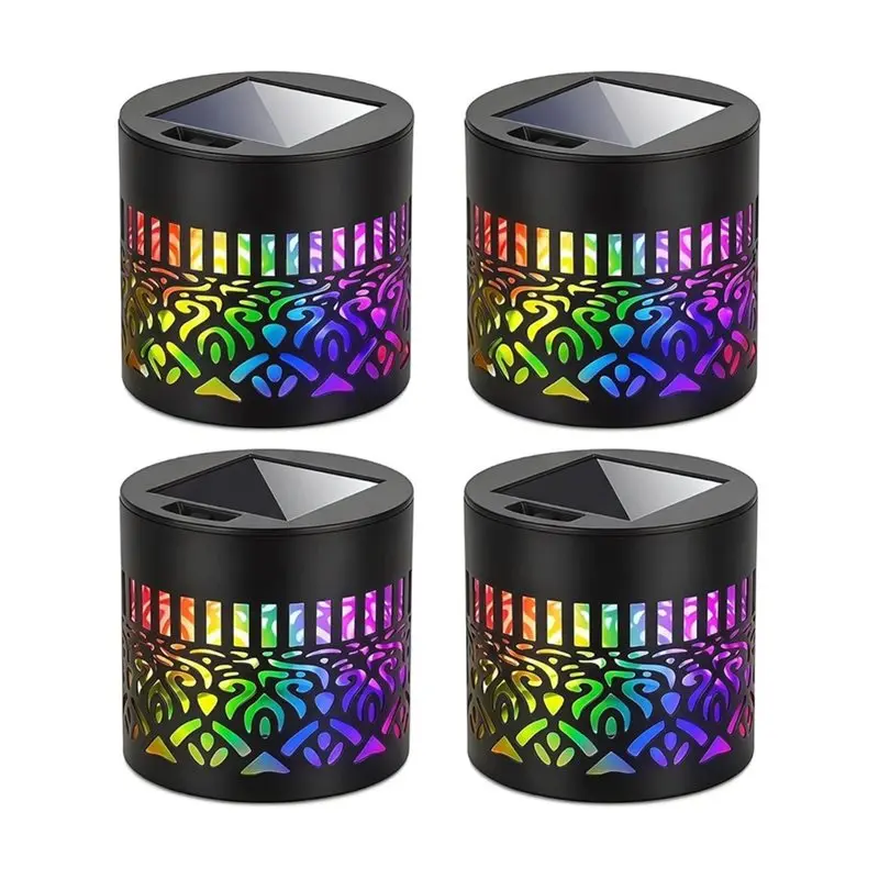 ABMR-4 Pack Solar Mandala Lights For Outdoor Wall, IPX65 Waterproof Outdoor Wall Deck Step Stair Lights For Garden Decor