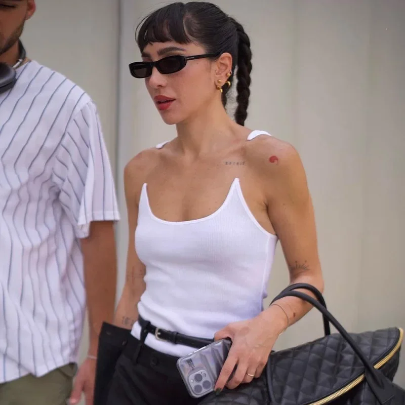 여성 Ypro Ribbed Invisible Strap 탱크탑 캐미스 티셔츠