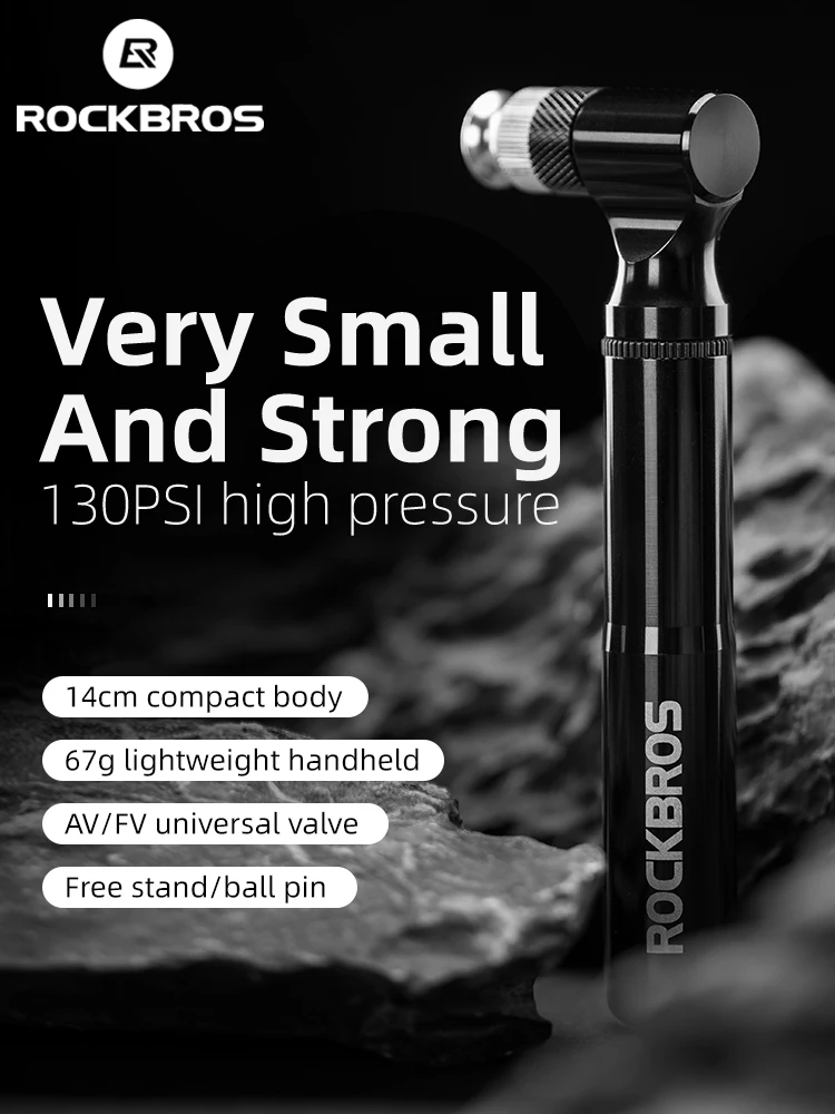 AliExpress ROCKBROS 130psi Bike Pump Mini Portable Tire Air Inflator Bicycle Pump Aluminum Ultralight Hand Air Pump MTB Road Cycling Pump