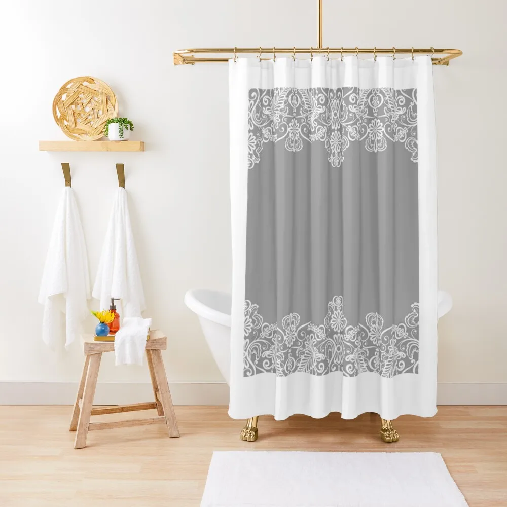 

Grey and White Lace Shower Curtain Shower Bath Waterproof Bathroom Shower For Bathroom Modern Bathroom Accessories Curtain