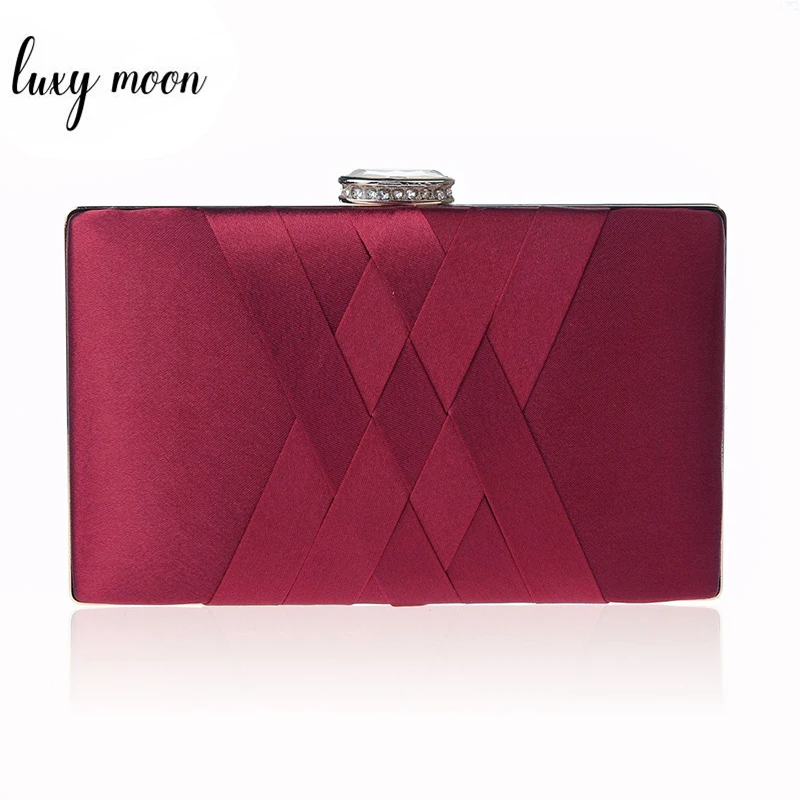 Bolso de mano de boda para mujer, bolsa de noche elegante de seda roja, bolso de mano con cadena, bolso de hombro a la moda, ZD1101