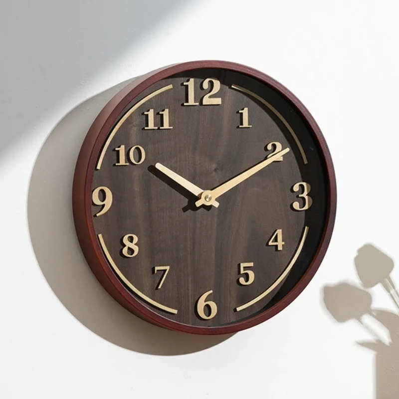 Vintage Wall Clocks Wooden Mechanism Silent Clock Living Room Interior Wall Watch Home Decor Round Clocks Room Furniture