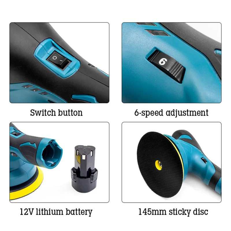 12V Cordless Car Polisher For Makita Lithium Battery Wireless Car Beauty Waxing Auto Paint Care Furniture Polishing Machine Wash