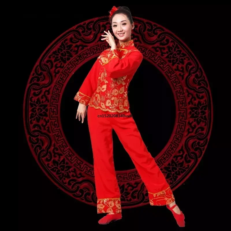 Ancient chinese costume women folk dance lion costume for woman hanfu women new year Fan Yangko Stage clothing dragon Younger