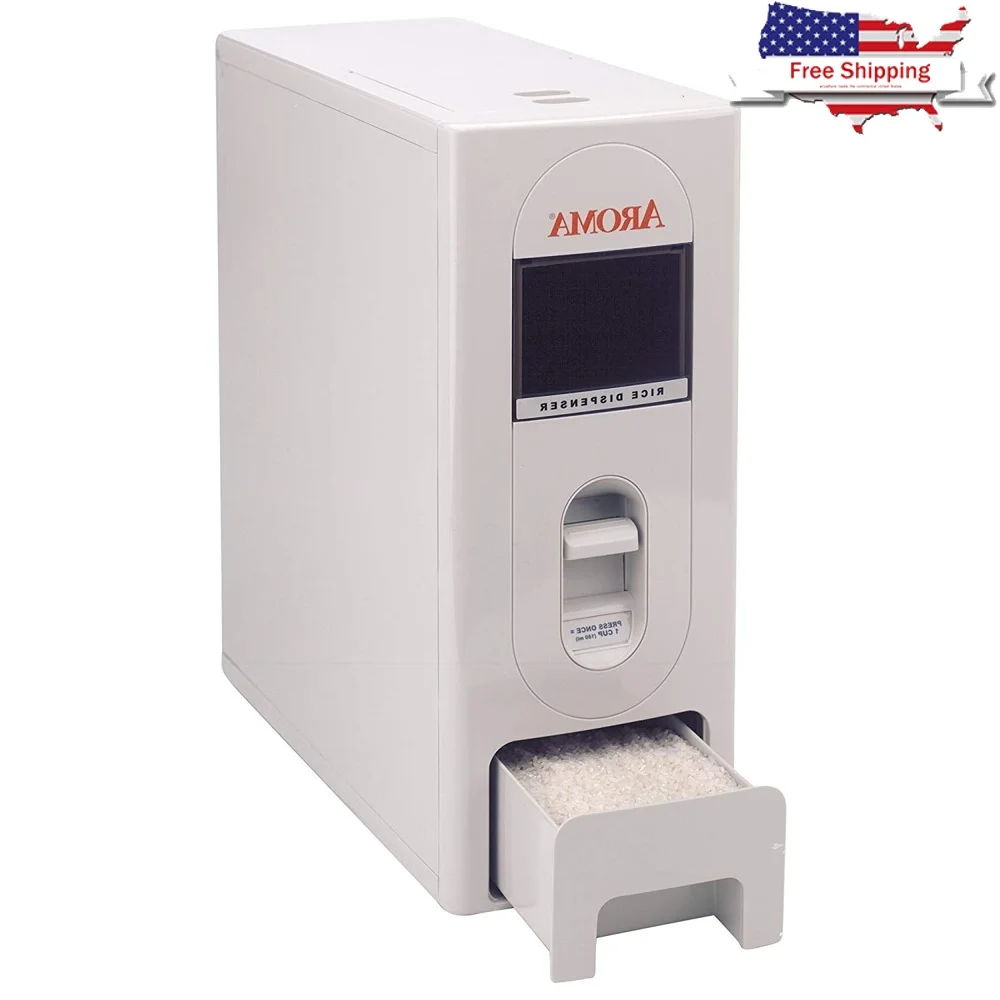 

22 lbs Rice Dispenser Dry Food Storage Bin Automatic Measuring System Smooth Funnel Design Perfect Grains Beans Kitchen Pantry