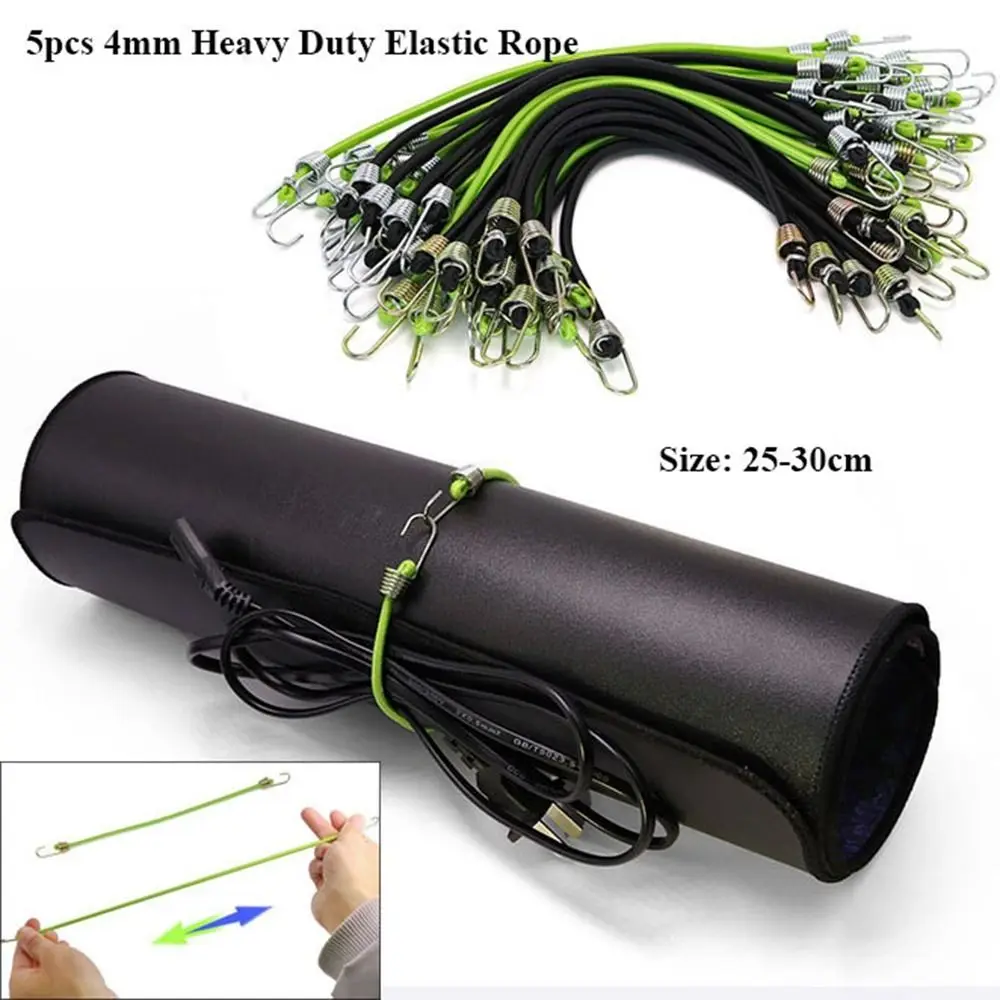 5pcs High Quality Heavy Duty Fixed Hook 25-30cm Green Black Elastic Bungee Cords Tow Fixed Rope Outdoor Tool