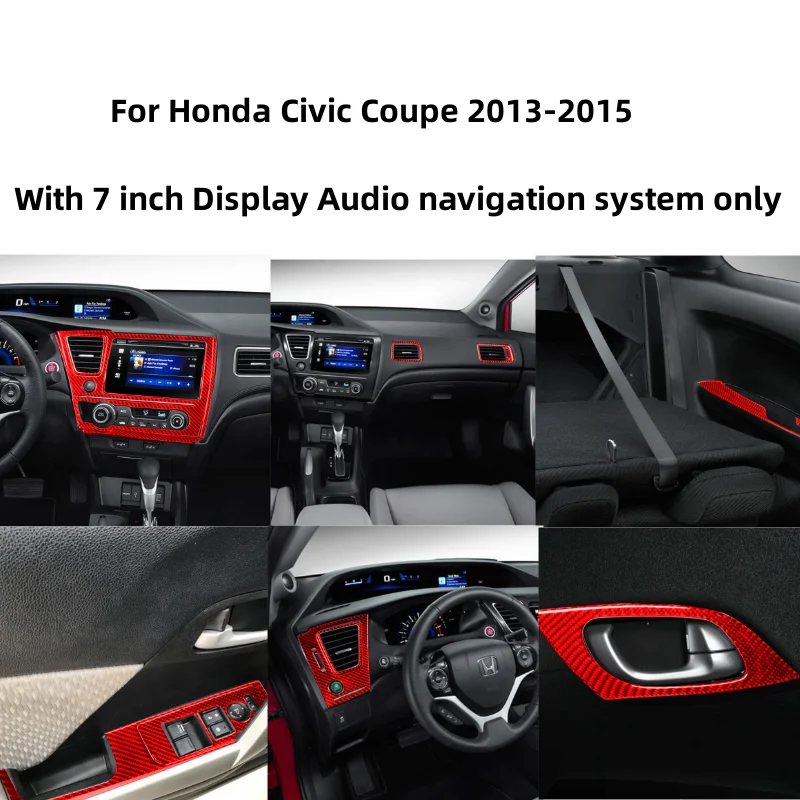 

Car Interior Parts Carbon Fiber Trim Sticker For Honda Civic Coupe 2013-2015 With 7 inch Display Audio Navigation System only