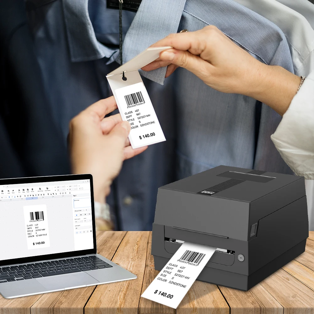 110mm Bluetooth Waterproof Digital Ribbon Clothes Tag Printers Thermal Transfer Barcode Label Printer
