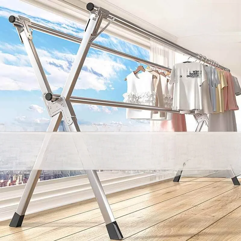 

Stainl Steel Clothes Drng Ra Stand Indoor Outdoor Expandable Quilt Drng Pole Home Balcony Clothesline Organizer