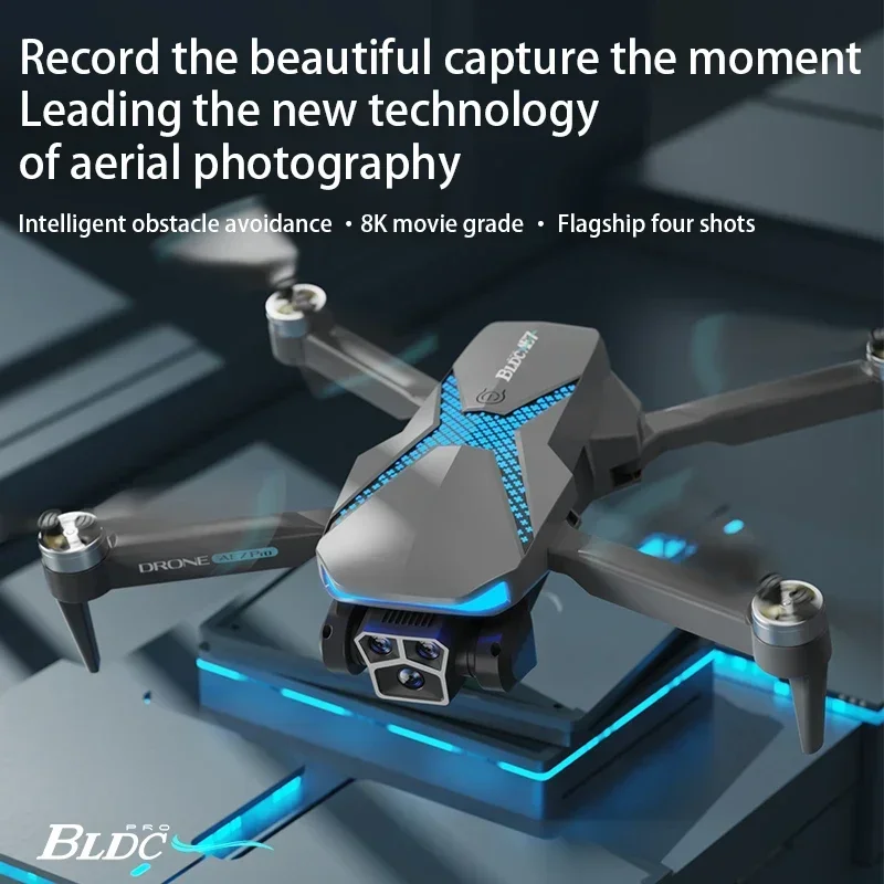 GEETHA-Drone Pliant FPV Sans Balais avec Wifi, Triple Caméra HD EIS Anti-Shake, Évitement d'Obstacles Polyvalents à 360 °, Flux Optique