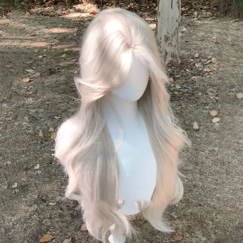 Perücke, langes Haar, künstliches simuliertes Haar, Anime-Spielzubehör, Cosplay, volle Kopfbedeckung, lockiges Haar, Foto-Show-Requisiten