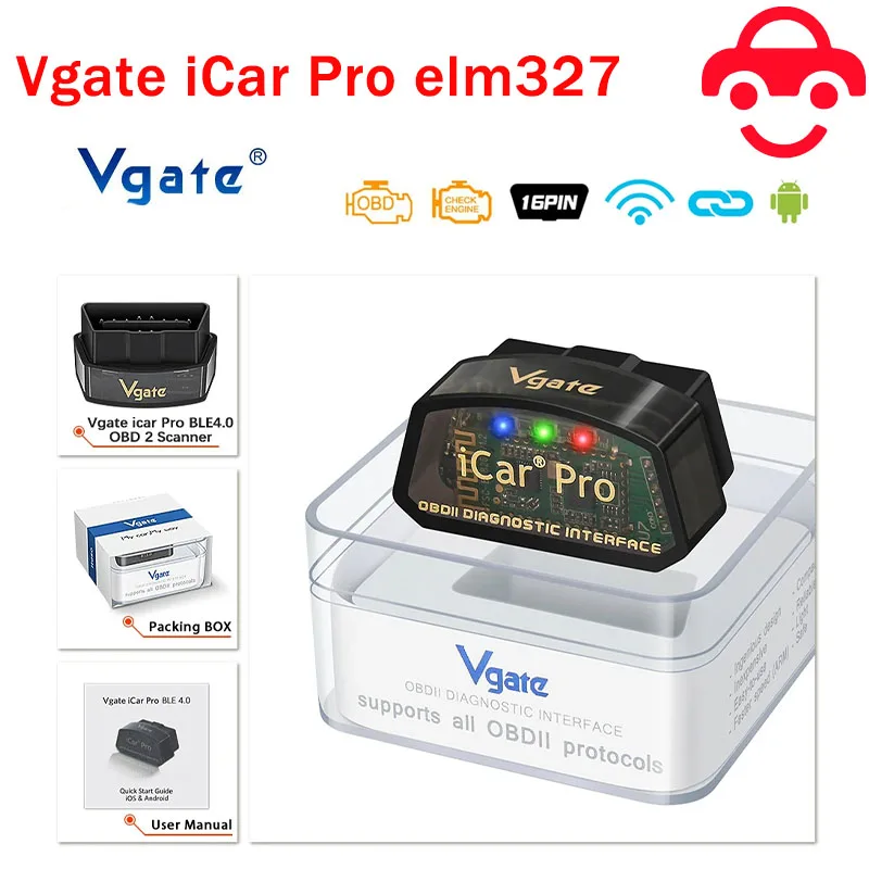 

Vgate iCar Pro elm327 V2.3 OBD 2 OBD2 Car diagnostic Tools WIFI Bluetooth 4.0 for Android/IOS BT3.0 For Android ODB2 Car Scanner