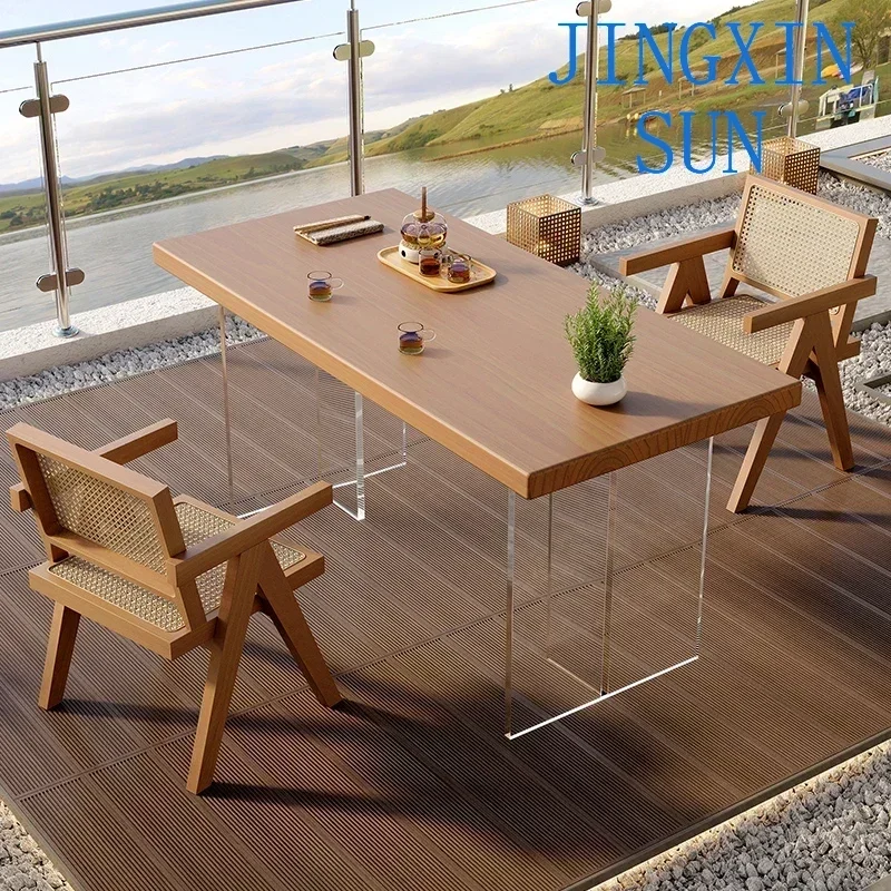 Acrylic solid wood balcony and  combination small  desk living room home modern simple reception tea tab