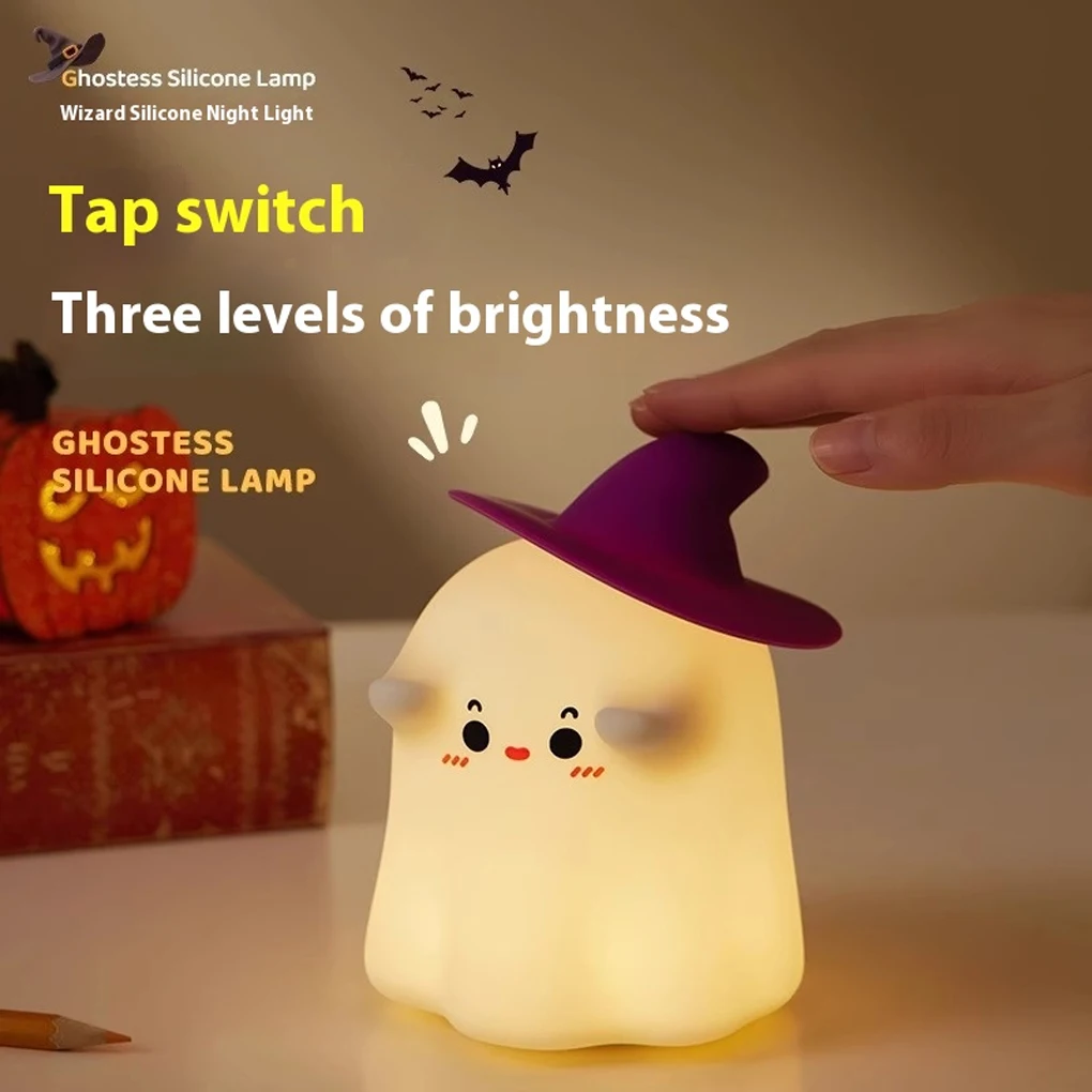 Ricaricabile Halloween Led Night Light Camera da letto Comodino per bambini Zucca Regalo in silicone Lampada per bambini Baby Child Nursery Cartoon