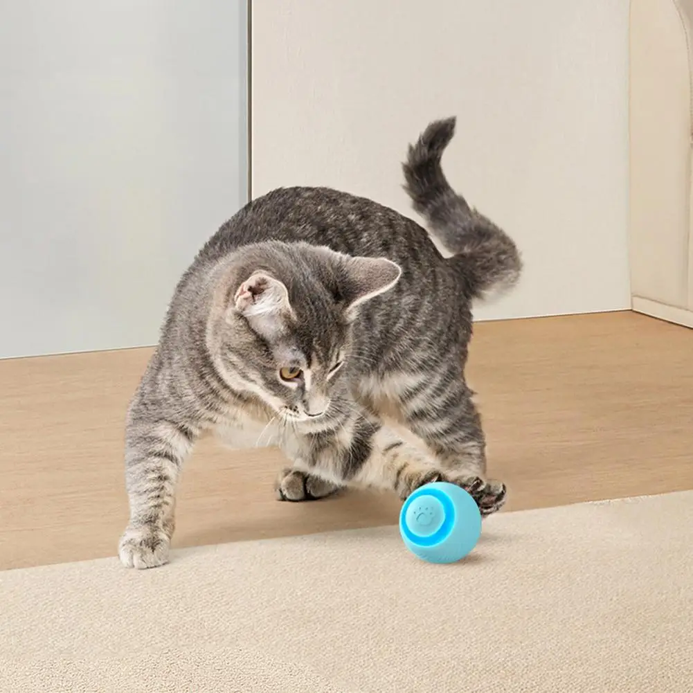 Interactive Cat Toy Ball Self-Moving Rotatable USB Rechargeable Rolling Ball Indoor Cats Chasing Ball Toy for Cats