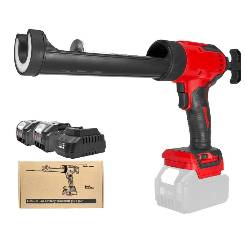 Máquina de colagem elétrica 21V - Máquina de colagem de pistola de cola de costura alimentada por bateria de lítio com luz LED - Pistola de cola de vidro - Sem fio
