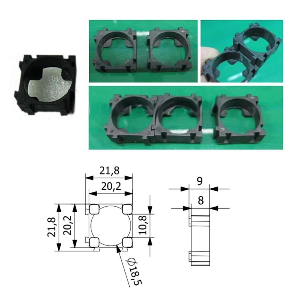 100 리튬 이온 셀 홀더 휴대용 18650 원통형 배터리 보관 브래킷, 배터리 설치 구멍, 18650 개