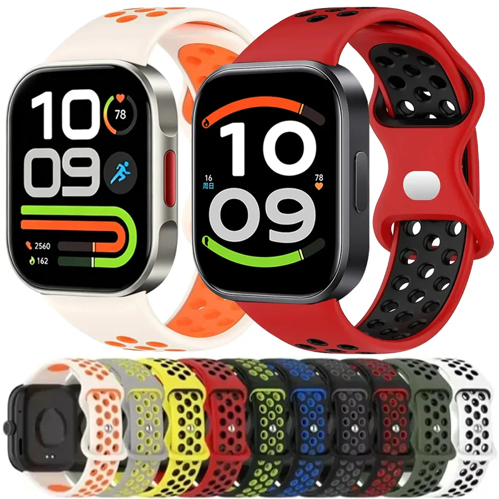Sports Silicone Strap For Redmi Watch 6 Active-Lite/6 5 4 Two-tone Soft Wristband For Xiaomi Mi Band 10 Pro 9 Pro 8 Pro Bracelet