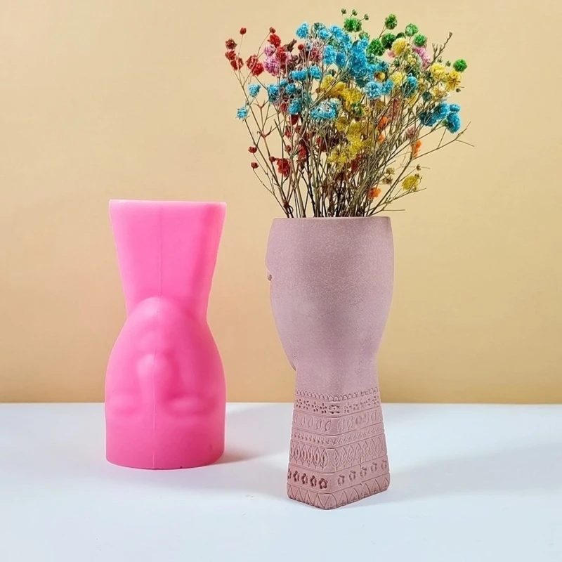 Molde vaso plantador, artística, cimento, molde silicone, textura vaso flores, d5qb