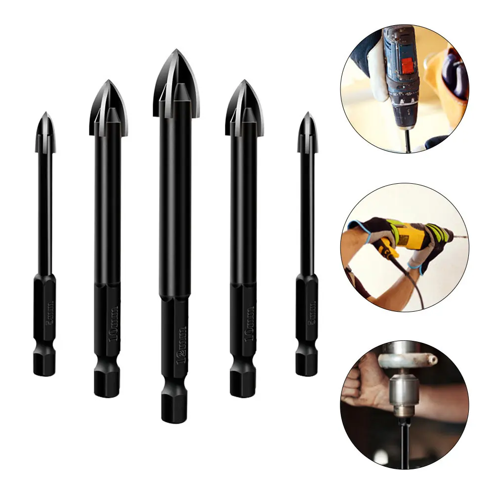 

1Set Cross Head Drill Bit Alloy 4 Cutting Edges Tile Drill Bit for Ceramic Glass Mirror Marble Hole Opener Hand Tools