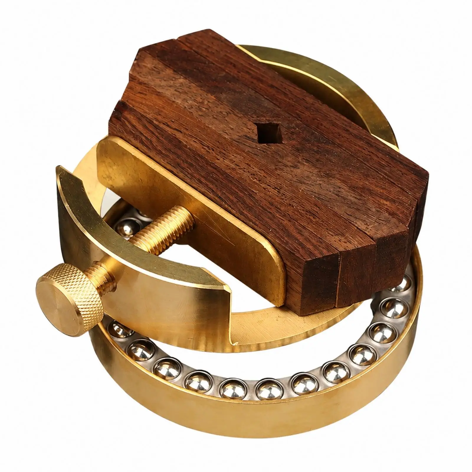 Rotary Seal Carving Vise Ebony Wood Brass Base 360 Degree Swivel Clamp Holder for Studio Crafting