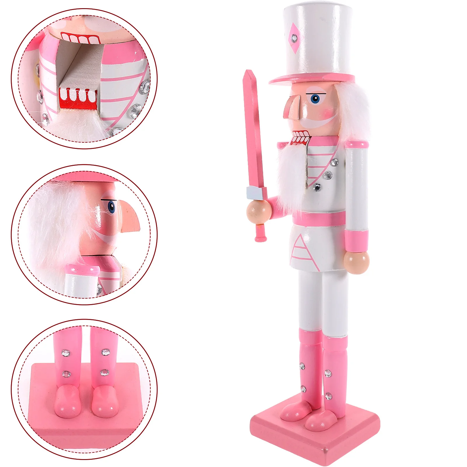 

1pc Wooden Nutcracker Soldier Figure Xmas Decor For Bookshelf Table Desktop Holiday Party Supplies Christmas Ornament