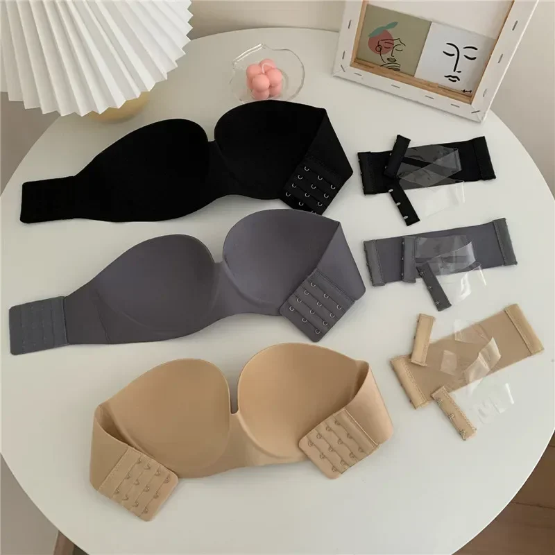 女性のための目に見えないブラ,ストラップレス,シームレス,腕立て伏せ,セクシーな下着,ワイヤレスランジェリー